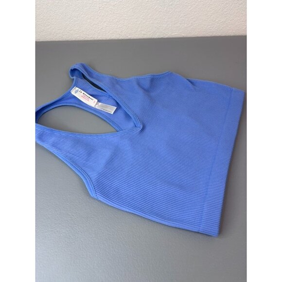 Free People Movement‎ small periwinkle ribbed v-neck racer back bralette - Picture 3 of 5